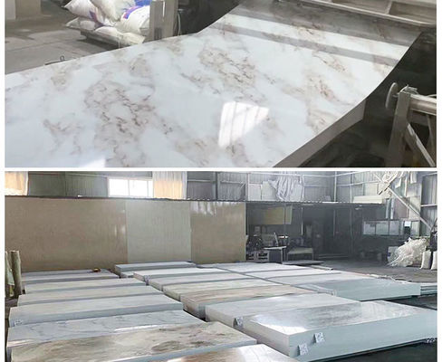 लग्जरी हाई ग्लॉसी 1220x2440mm 3mm PVC मार्बल शीट इंटीरियर वॉल डेकोरेशन
