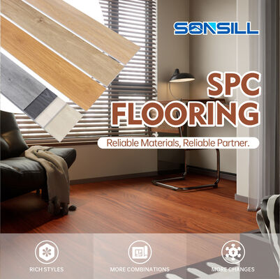फॉर्मेल्डिहाइड E0 SPC फ़्लोरिंग पीवीसी चूना पत्थर कच्चे माल के साथ वाणिज्यिक और आवासीय अनुप्रयोगों के लिए बेहतर स्थायित्व फ़्लोरिंग समाधान