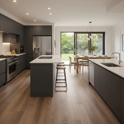 वाटरप्रूफ एसपीसी 5 मिमी कठोर विनाइल फ़्लोटिंग फ़्लोर 20 मिल वियर लेयर क्लिक लॉक प्लैंक