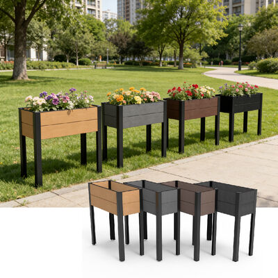 आधुनिक ऊंचा ऊंचा उद्यान बिस्तर जलरोधक आग retardant पर्यावरण के अनुकूल लकड़ी प्लास्टिक मिश्रित के साथ आउटडोर के लिए