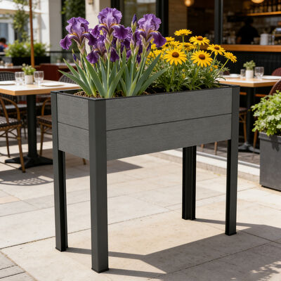 धातु के पैरों वाला ऊंचा उठा हुआ गार्डन बेड प्लान्टर, आउटडोर आँगन, पिछवाड़े में सब्जी उगाने के लिए