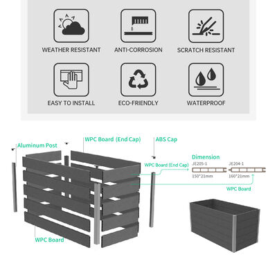 बैकयार्ड प्लांटिंग के लिए वाटरप्रूफ फायर रिटार्डेंट इको फ्रेंडली मटेरियल के साथ आउटडोर रेज्ड गार्डन बेड प्लान्टर बॉक्स