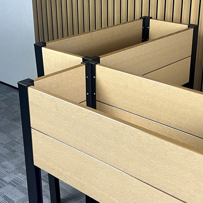 आधुनिक ऊंचा ऊंचा उद्यान बिस्तर जलरोधक आग retardant पर्यावरण के अनुकूल लकड़ी प्लास्टिक मिश्रित के साथ आउटडोर के लिए